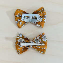 Barrette cheveux fille jaune moutarde plumetis - Aline